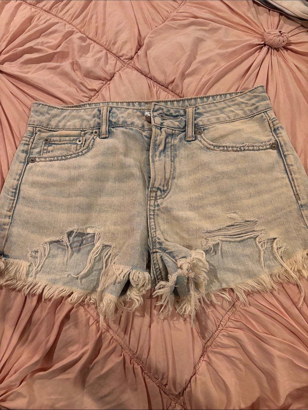 American Eagle Outfitters Light Blue Distressed Denim Shorts